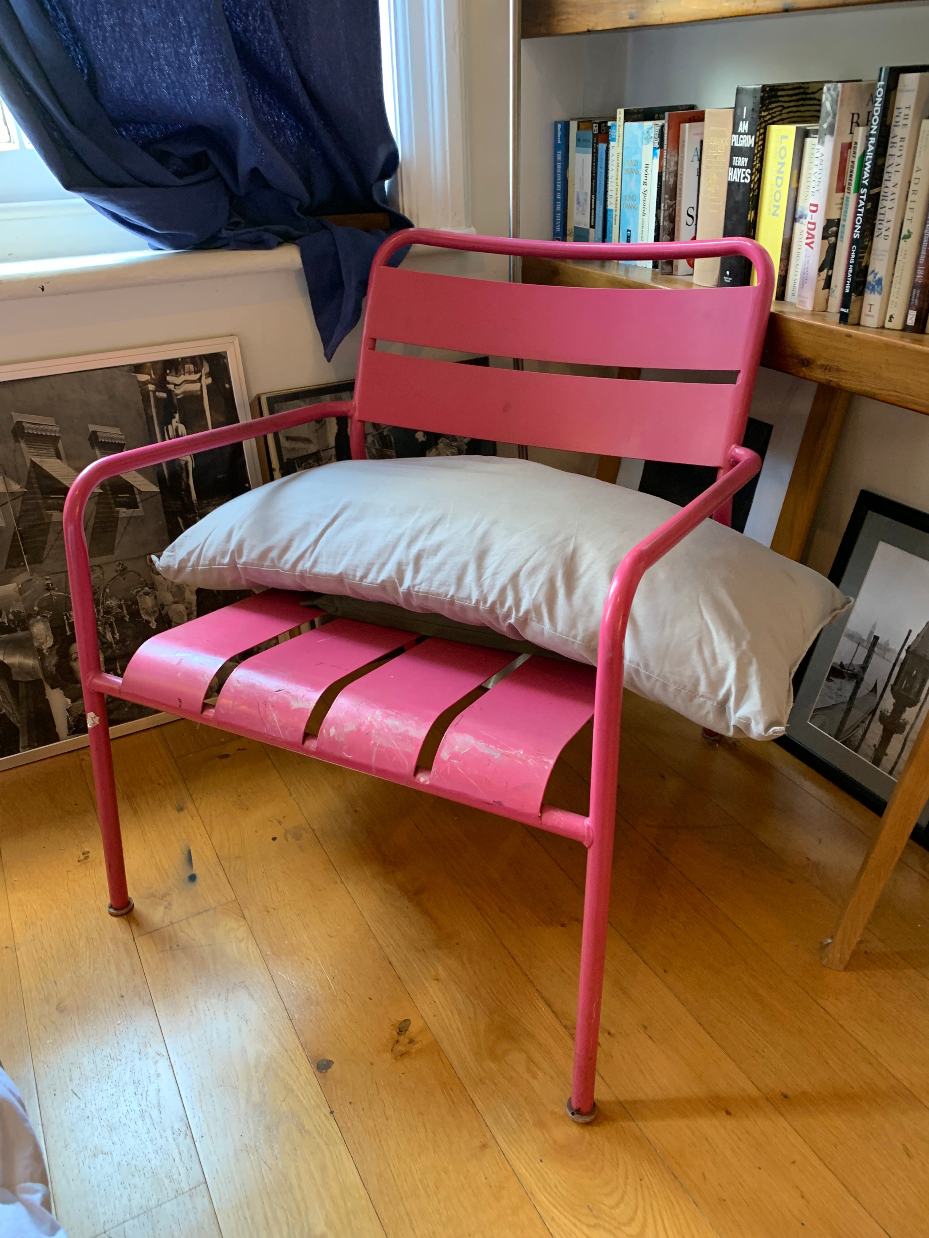 Designer Pink Aluminum Frame Easy Chair
